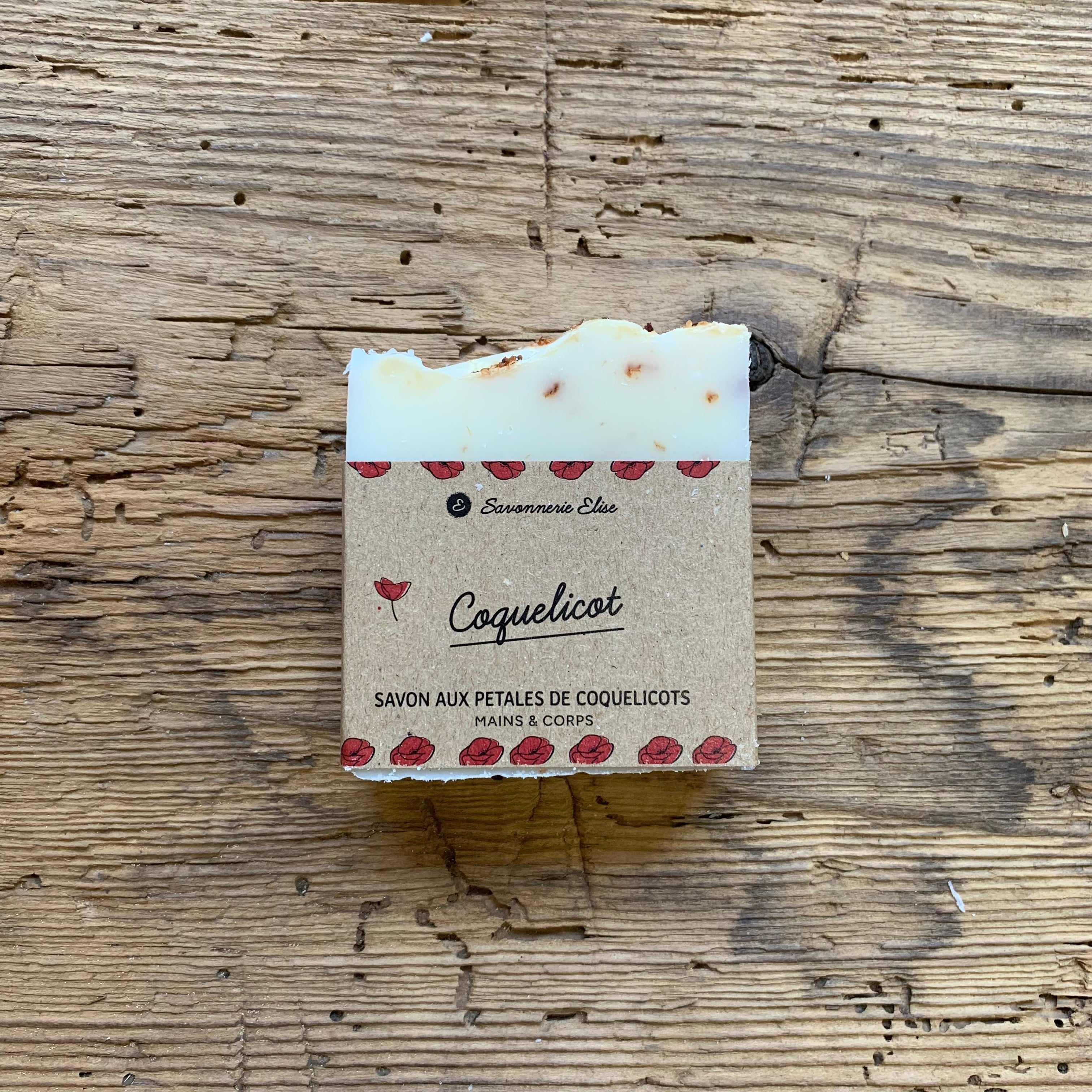 savon coquelicot - doux et biologique - poudre de coquelicot - karité brut - sans huile essentielle. 