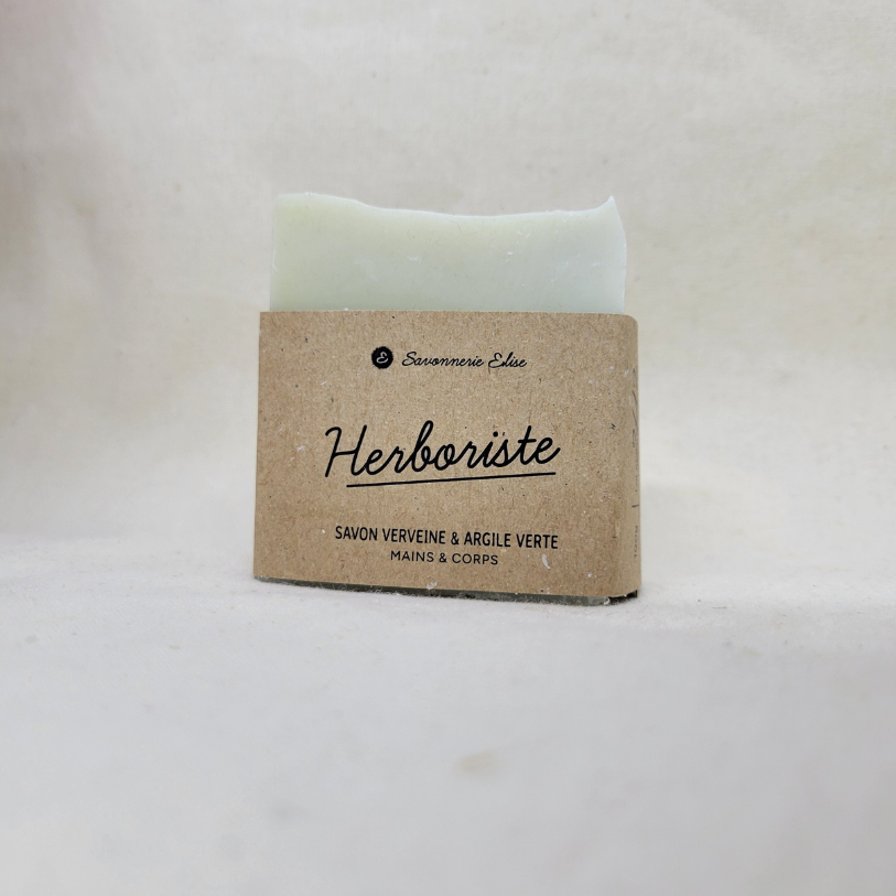 Savon frais à la verveine citronnée L'Herboriste, cosmétique solide zéro déchet pour une peau nette, saine et équilibrée