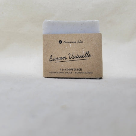 Savon vaisselle solide biodégradable à la cendre de bois, nettoyant vaisselle naturel et dégraissant fabriqué en France par la Savonnerie Elise