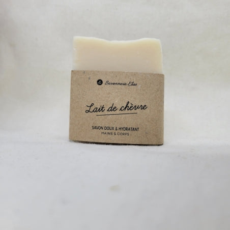 Savon solide artisanal au lait de chèvre bio Savonnerie Elise, soin visage et corps sans huile essentielle pour peaux sensibles, fabriqué en France
